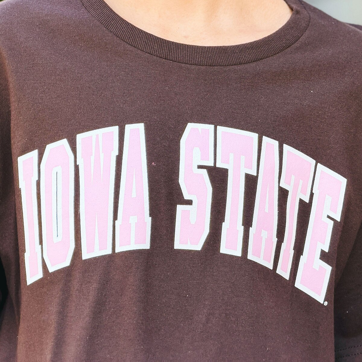 Champion Iowa State Arch Brown Short Sleeve T-Shirt design close up